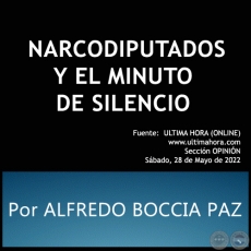 NARCODIPUTADOS Y EL MINUTO DE SILENCIO - Por ALFREDO BOCCIA PAZ - Sábado, 28 de Mayo de 2022